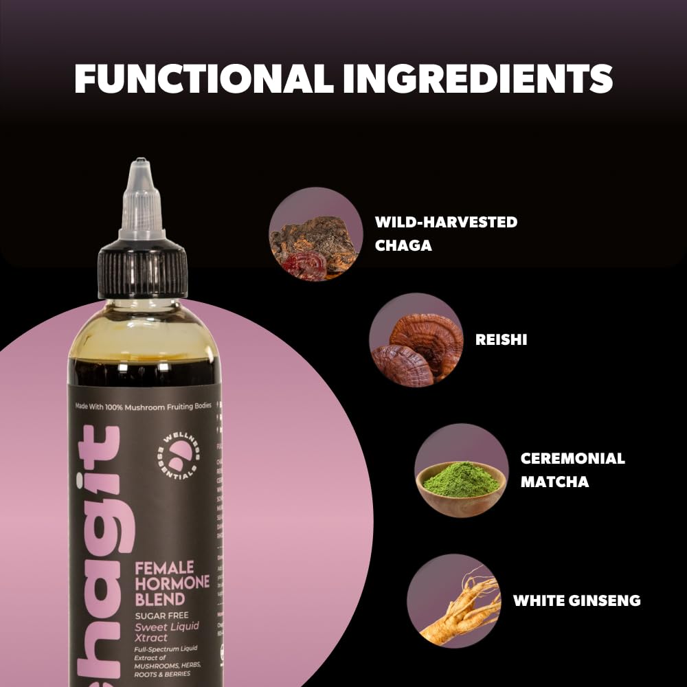 SLX Female Hormone Balance Supplement - Full-Spectrum Liquid Extract with Chaga, Reishi, Ginseng & Adaptogenic Herbs - Natural PMS & Menopause Support - Promotes Mood, Energy & Vitality - Perfect for Daily Wellness Routine & Stress Relief