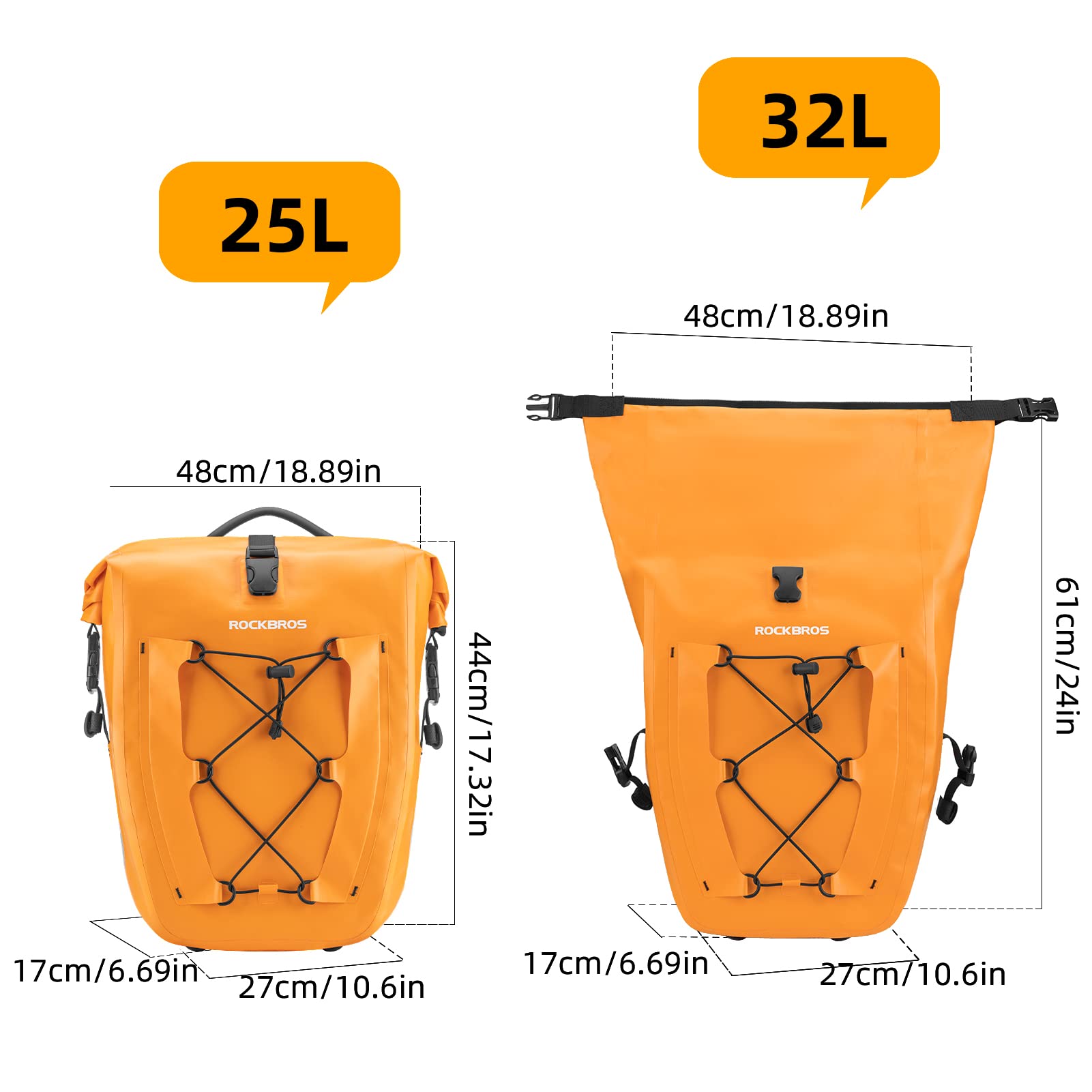 ROCKBROS Waterproof Bike Panniers - 30L Large Capacity Rear Rack Bag for Cycling, Travel & Commuting | Durable Bicycle Luggage for Road Trips, Urban Rides & Outdoor Adventures