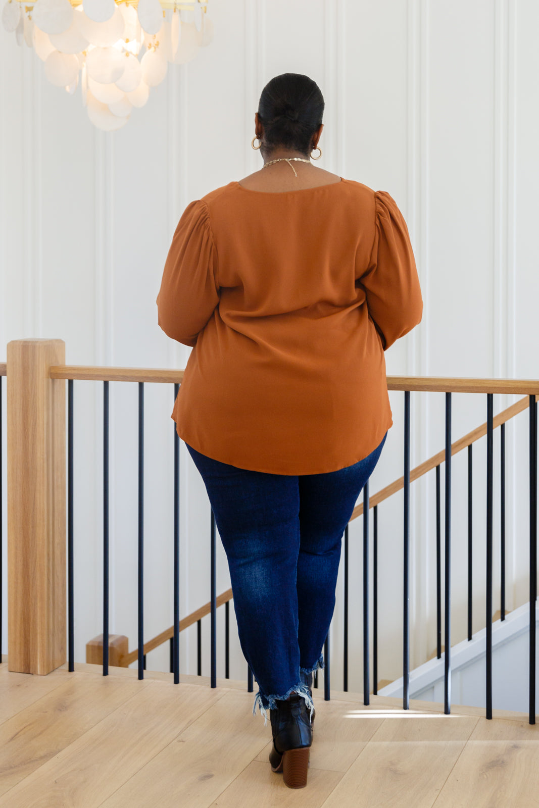Stylish V-Neck Blouse in Toffee Brown - Perfect for Casual Outings & Office Wear