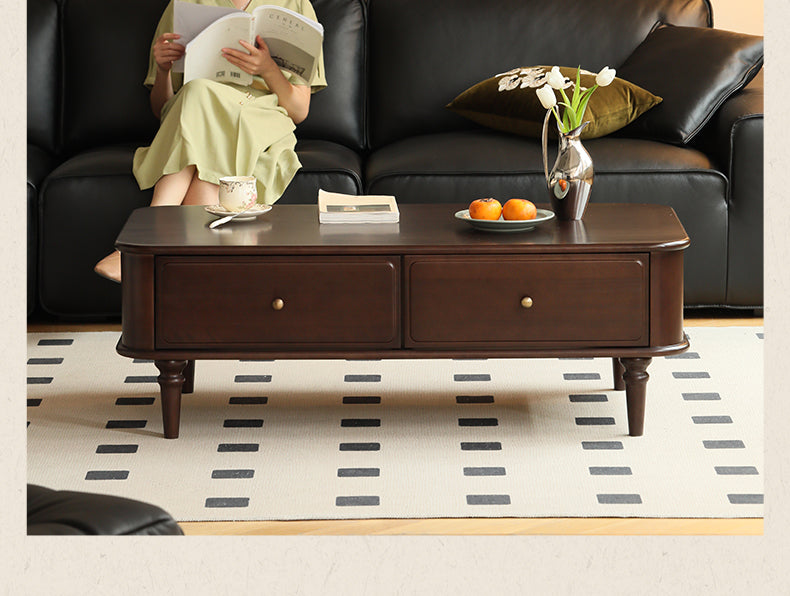 Solid Poplar Wood American Style Rectangular Coffee Table - Modern Living Room Furniture for Home Decor & Relaxation