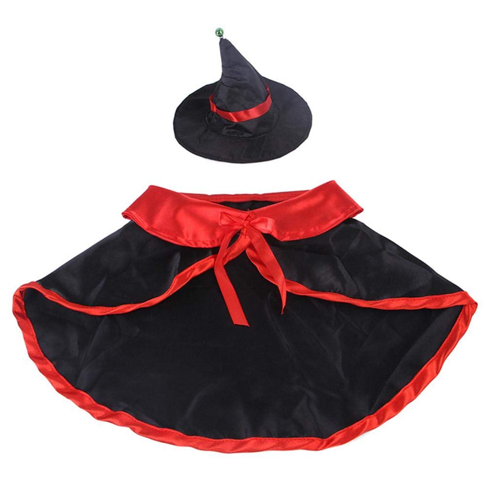MWBLN Halloween Pet Costume Set - Cat Dog Cloak with Hat, Black Cosplay Outfit for Halloween Parties & Pet Performances | Perfect for Spooky Dress-Up, Trick-or-Treating & Pet Photo Shoots