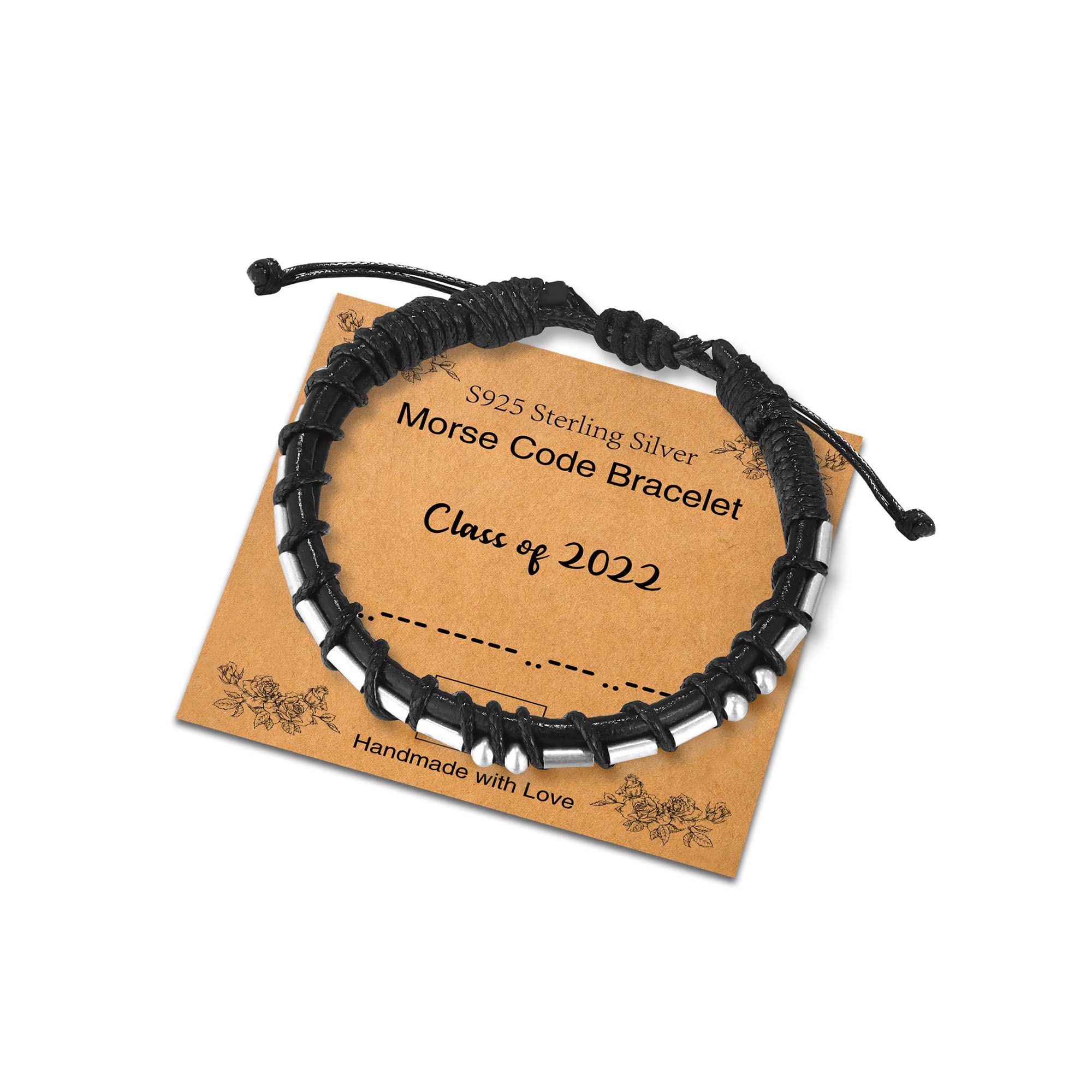 Sterling Silver Morse Code Bracelet for Women & Men - Adjustable Leather Friendship Jewelry - Inspirational Birthday Gift for Her & Him - Perfect for Everyday Wear, Special Occasions & Meaningful Gifts