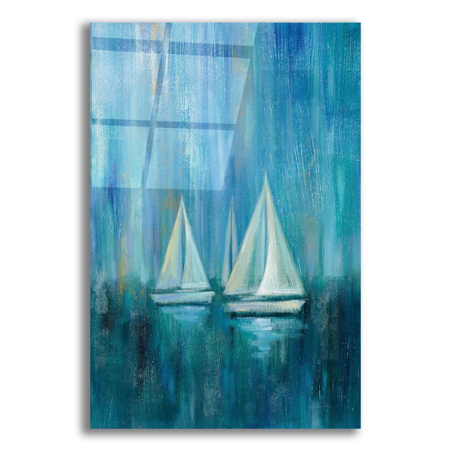 Epic Art 'Sailboat Simplicity II' by Silvia Vassileva - 16x24 Inch Acrylic Glass Wall Decor - Modern Nautical Painting for Living Room, Bedroom & Office