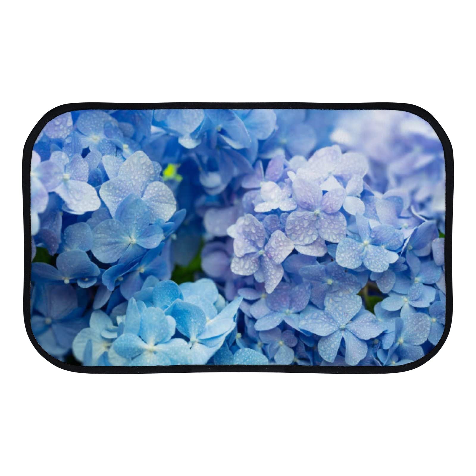 Soft Foam Non-Slip Washable Area Rug - Blue Hydrangea Pattern Kitchen Bath Mat 23.6