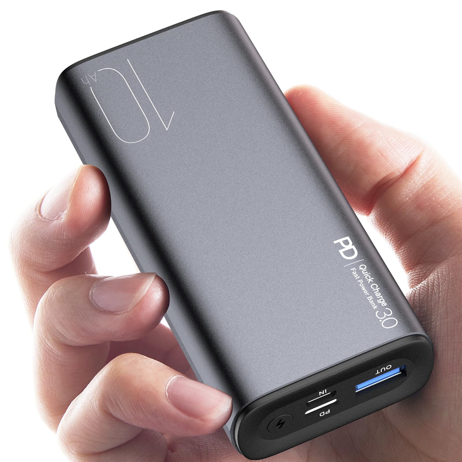 TOZO PB3 10000mAh Ultra Slim Portable Charger - 18W PD Fast Charging Power Bank with USB-C Input/Output for iPhone 15/14/13, Samsung Galaxy S23/S22, iPad & More - Perfect for Travel, Camping & Emergency Backup (Gray)