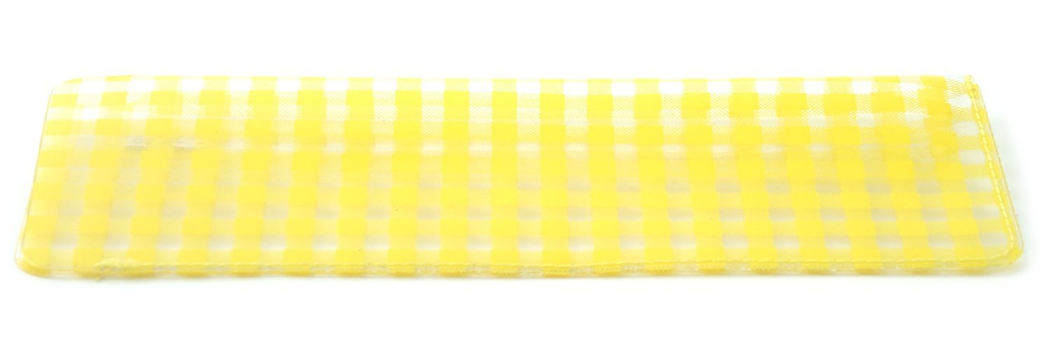 Yellow Gingham Print Vinyl Eyeglass Case - Slim Fit for Semi-Rimless Frames | Perfect for Travel, Work & Everyday Use