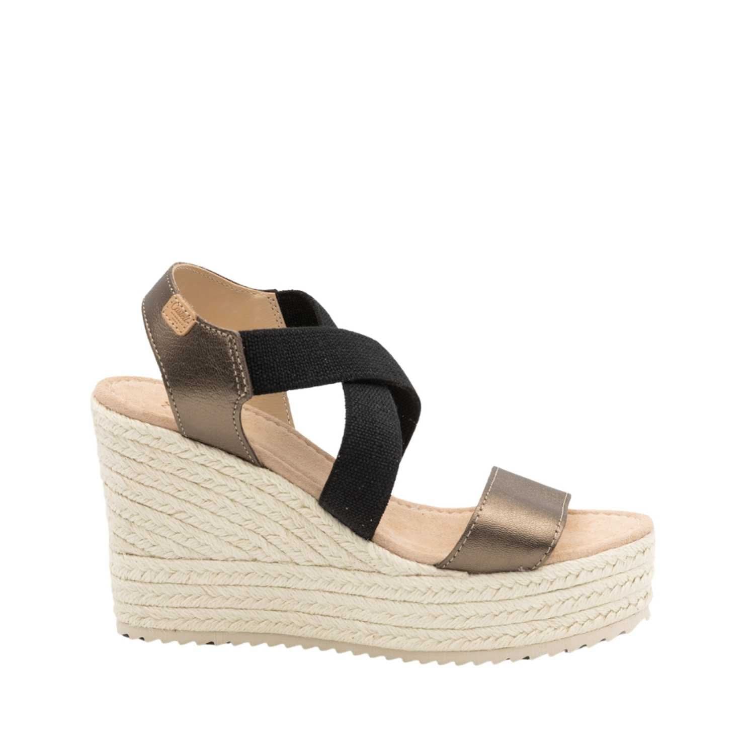 Vintage Metallic 2159 H Open Toe Leather Espadrille Sandals - Elegant Women's Summer Wedges for Beach, Party & Casual Outings