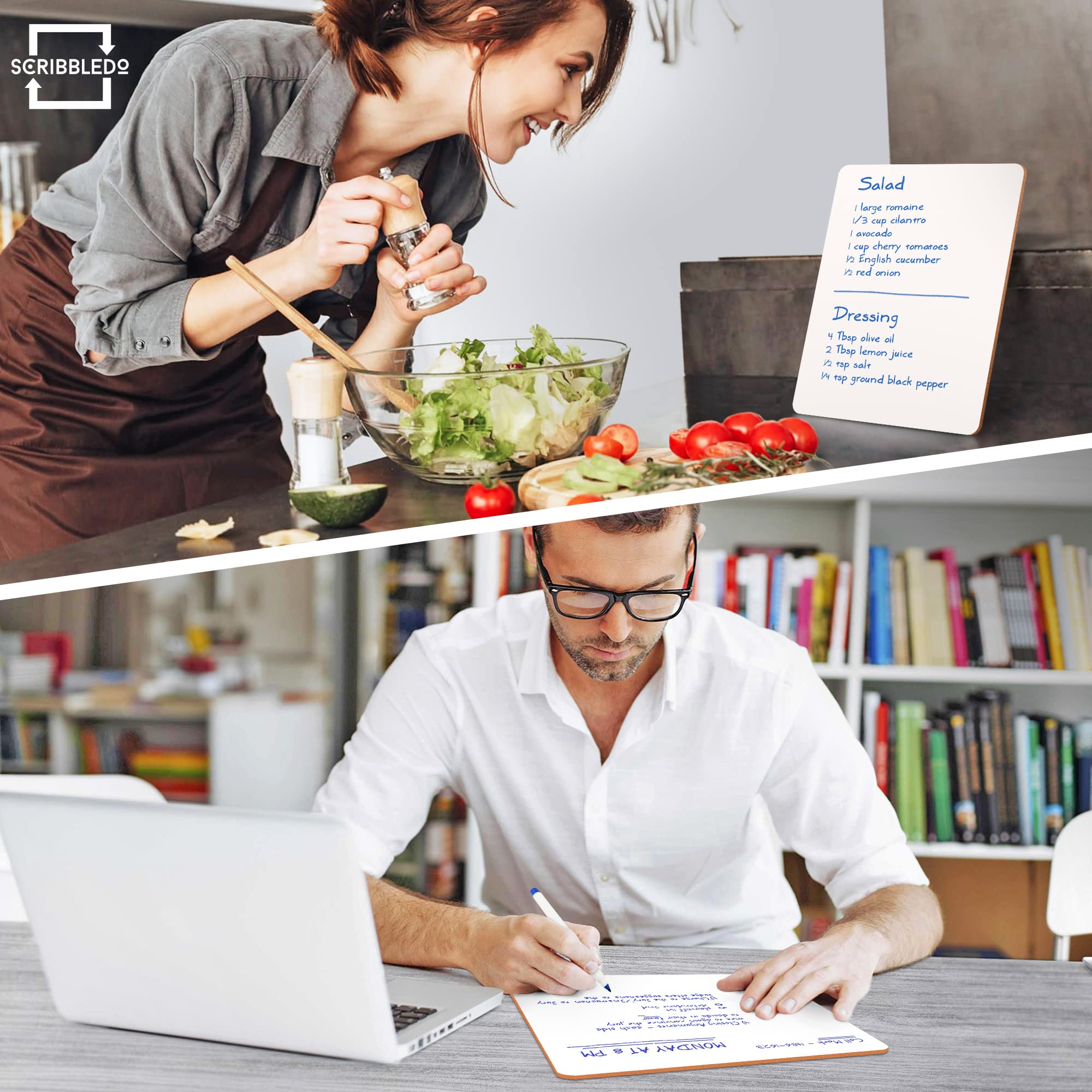 9x12 Inch Small Dry Erase Whiteboard with Ruled Lines for Office & Home Use