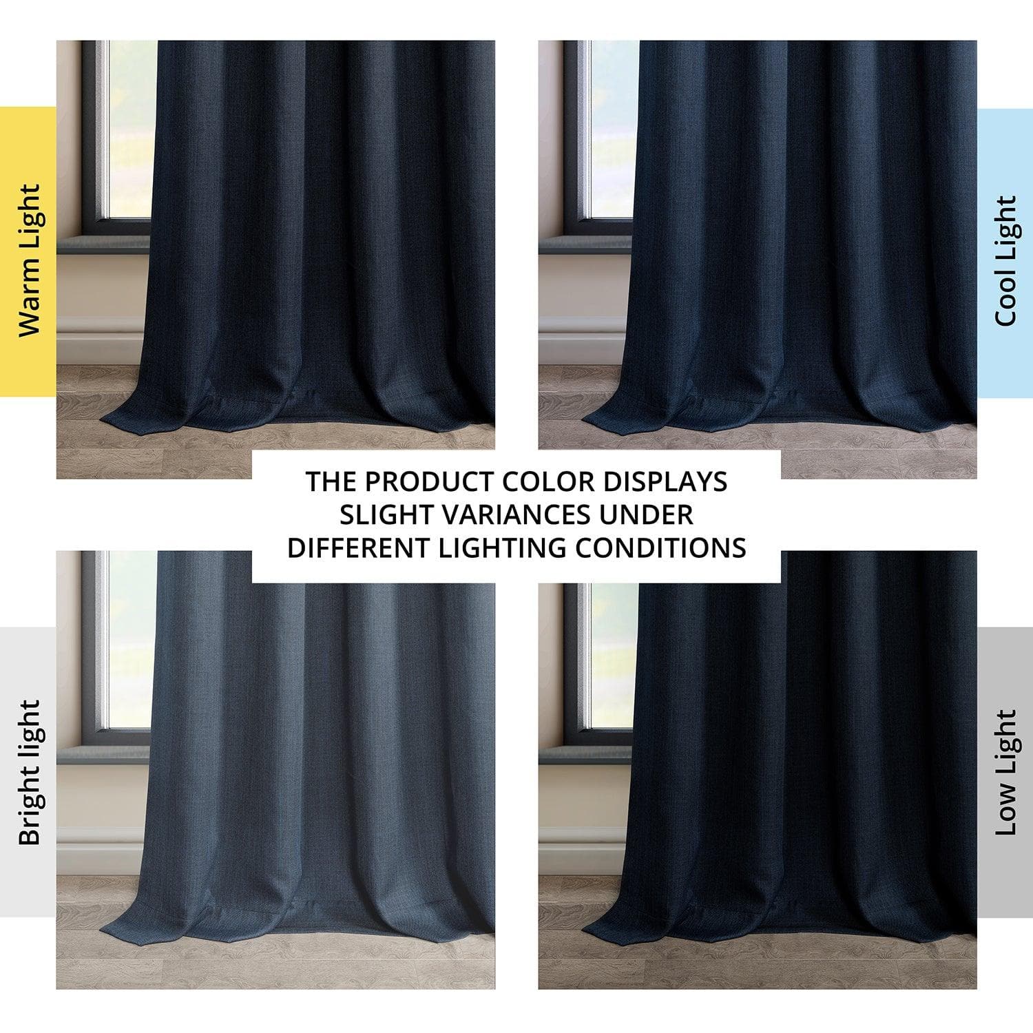 Nightfall Navy Grommet Textured Faux Linen Blackout Curtains - Room Darkening Window Treatment for Bedroom & Living Room