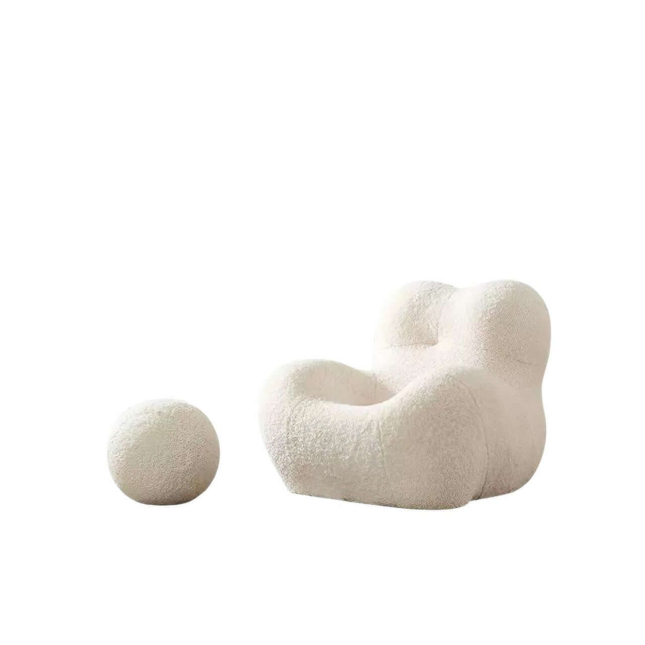 White Boucle Creative Armchair - Modern Lazy Sofa Single Chair with Embrace Style - Perfect for Living Room, Bedroom or Office Lounge Chair