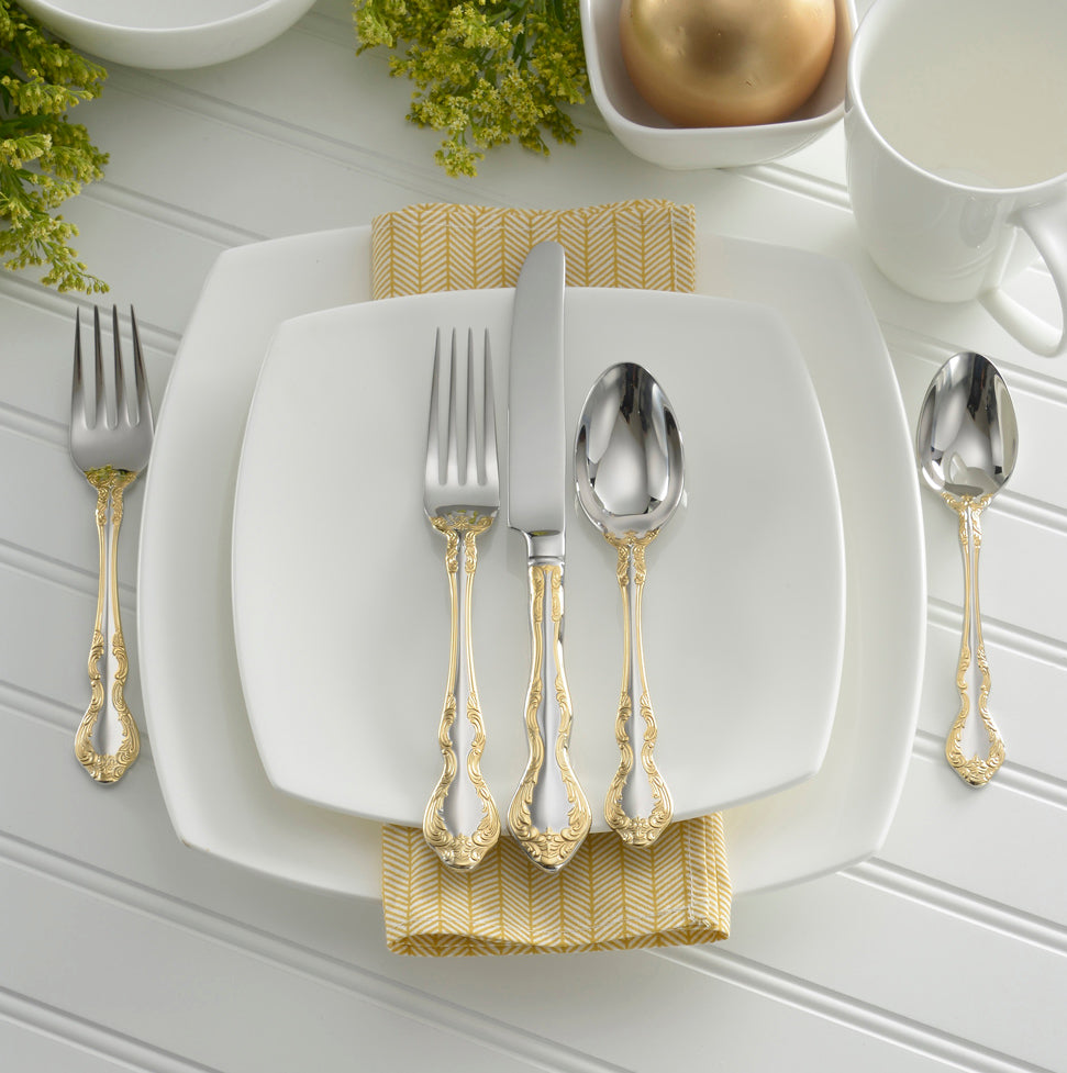 45-Piece Golden Mandolina Flatware Set - Elegant Stainless Steel Cutlery for Dining, Parties, and Wedding Gifts