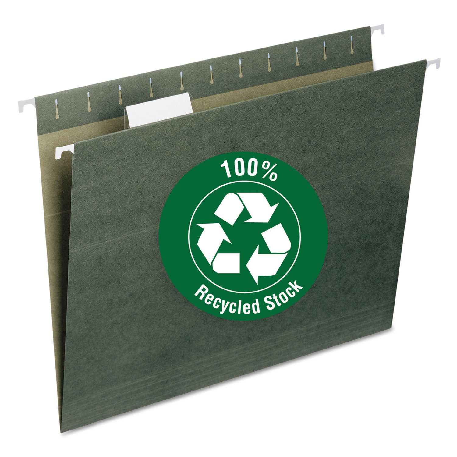 100% Recycled Hanging File Folders - Letter Size, 1/5 Cut Tab, Standard Green (25/Box) - Eco-Friendly Office Organization for Filing Cabinets & Document Storage