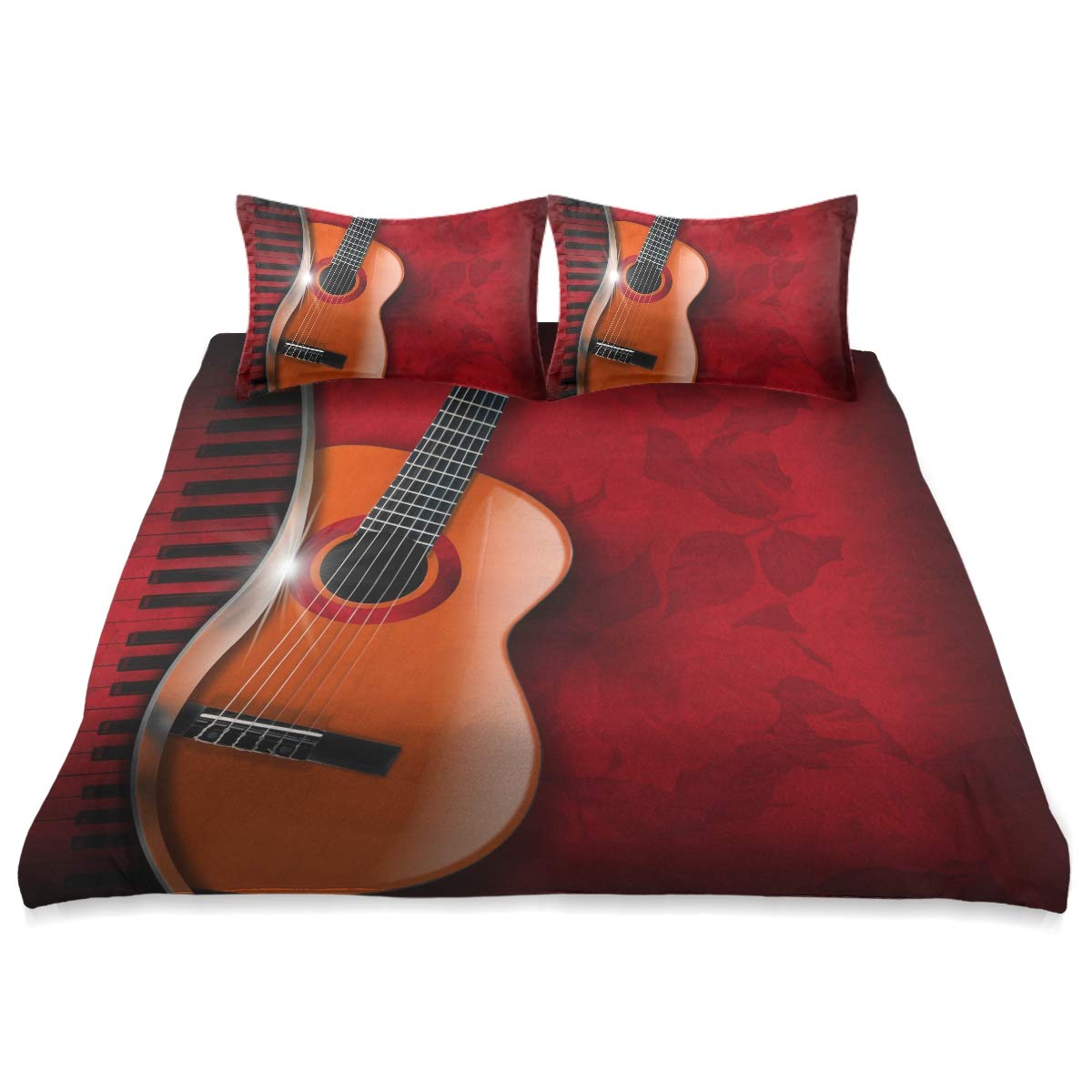 King Size Art Music Guitar Piano Comforter Set - 90x104 Inch All Season Soft & Comfortable Bedding Cover - Perfect for Music Lovers' Bedroom, Dorm Room, or Gift