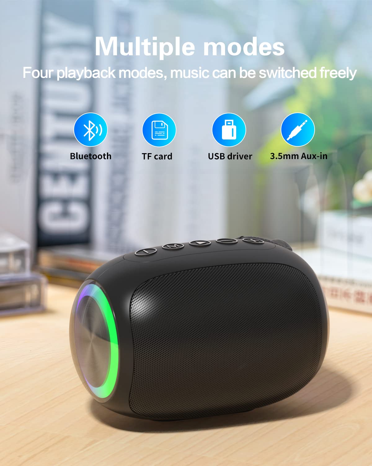 Bluetooth Speakers A66 - 5W Portable Wireless Speakers with Clear Sound, Multi-Playing Modes, Compatible with Cellphone & PC, Ideal for Home, Outdoor, and Travel Use