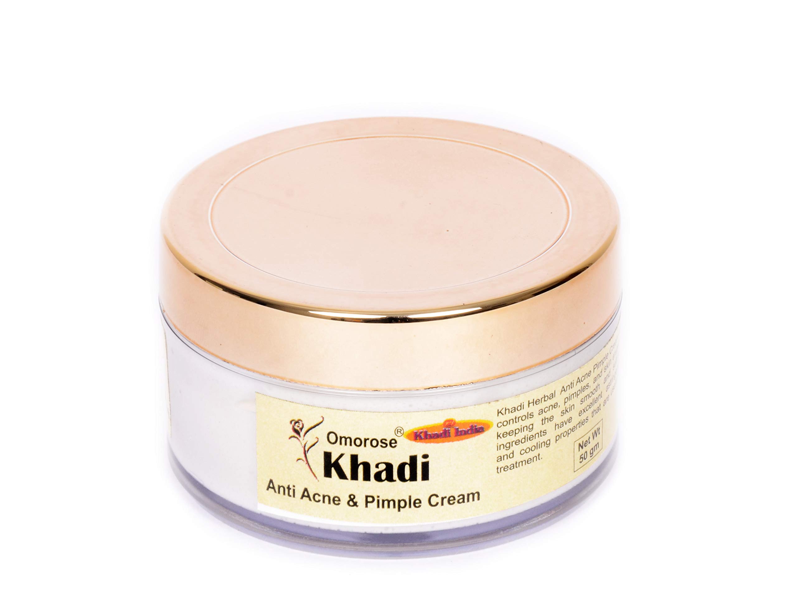 Khadi Omorose Anti Acne & Pimple Cream with Neem, Basil & Tea Tree Extract - 50gm | Natural Acne Treatment for Clear Skin | Perfect for Daily Skincare Routine & Oily Skin Care