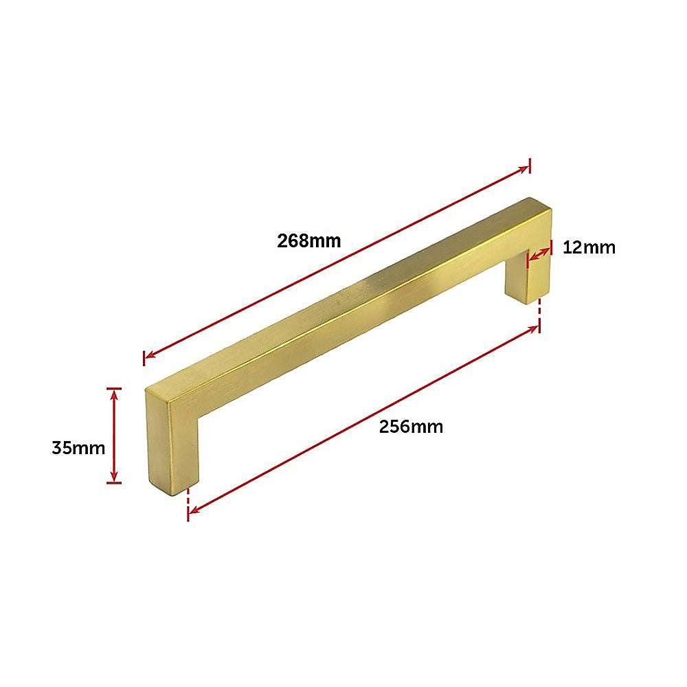 15 Pack Brushed Brass Drawer Pulls - Gold Finish Kitchen Cabinet Handles (256mm) - Modern Hardware for Cabinets, Dressers & Furniture Upgrade