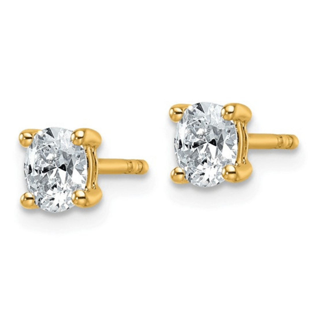 14K Yellow Gold Oval Lab-Grown Diamond Stud Earrings for Women – Perfect for Weddings, Anniversaries & Everyday Elegance