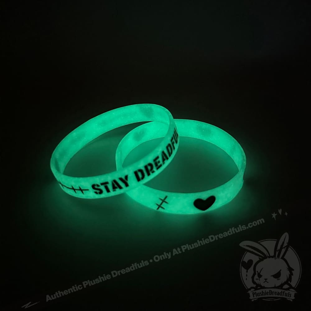 Plushie Dreadfuls Stay Dreadful Glow in the Dark Bracelet Set - Spooky Halloween Accessories for Costume Parties & Nighttime Events
