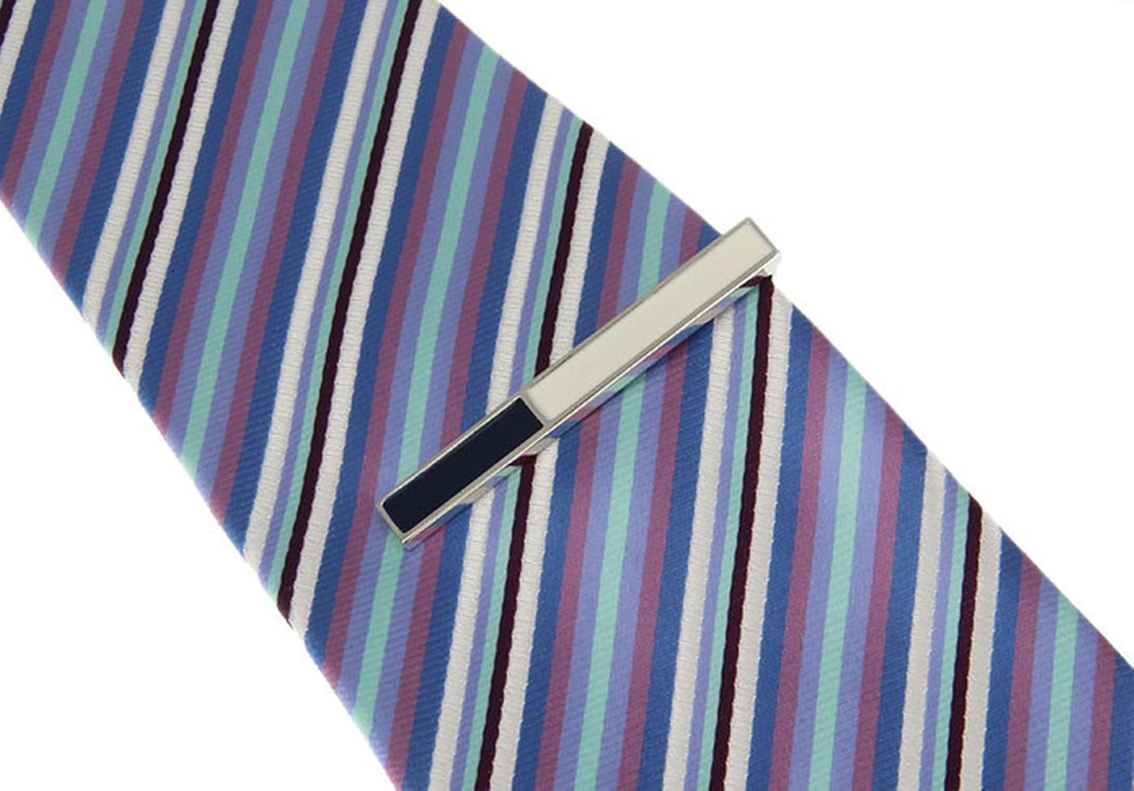 Elegant Silver & Black Tie Clip for Men | Premium Copper Tie Bar | Stylish Long Strip Tie Clips | Unique Jewelry Gift for Him | Perfect for Weddings, Business Meetings & Formal Events