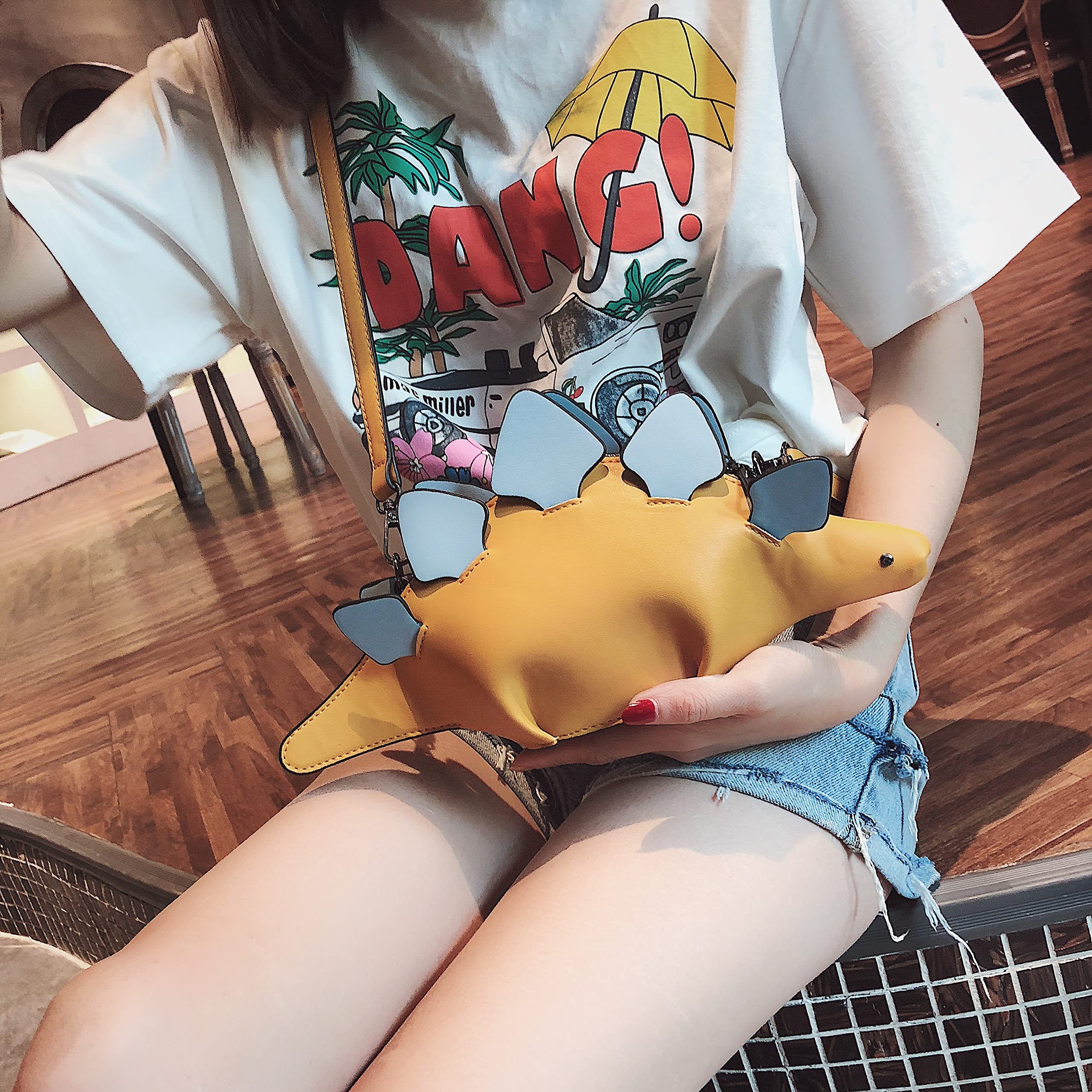 Dinosaur Shoulder Bag for Women - PU Leather Stegosaurus Crossbody Purse for Girls & Teens | Trendy Dinosaur-Themed Accessory for School, Travel & Casual Outings
