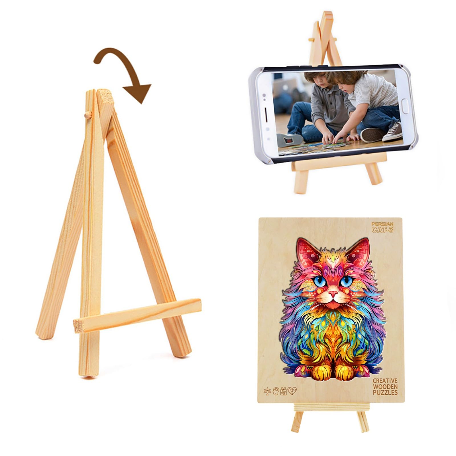 KAAYEE Wooden Animal Puzzles for Kids - Persian Cat 3D Puzzle with Gift Box - Educational Montessori Toys for Toddlers - Perfect for Birthday Gifts, Classroom Learning & Family Game Night