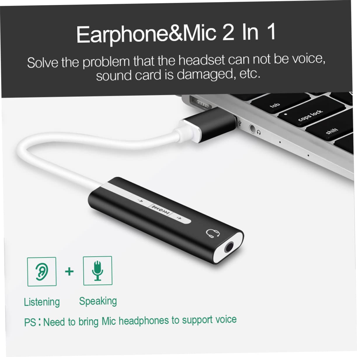 HOMSFOU USB 3.1 External Sound Card for Laptop - 7.1 Channel Stereo Audio Adapter with Micro USB & Headphone Jack - Perfect for Gaming, Streaming, and Conference Calls