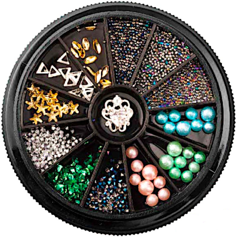 Mixed Nail Art Decoration Wheels - 12PCS Nail Design Accessories Kit for DIY Manicure, Salon & Home Use | Perfect for Nail Artists, Beginners & Professional Nail Technicians | Great for Parties, Weddings & Special Occasions