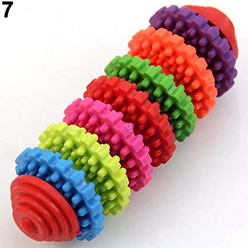 Durable Rubber Chew Toy Roller for Dogs & Puppies - Colorful Dental Teething Toy for Healthy Teeth & Gums - Perfect for Aggressive Chewers, Puppy Teething Relief & Interactive Playtime