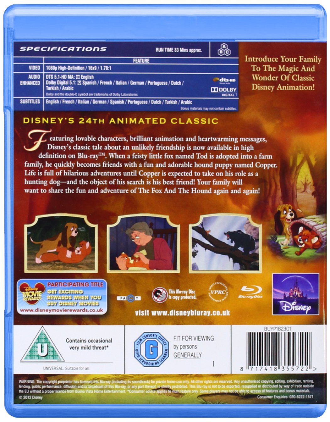 Fox & the Hound Blu-ray DVD - Magical Gift Set for Disney Movie Lovers | Perfect for Birthday Gifts, Christmas Presents & Disney Collections