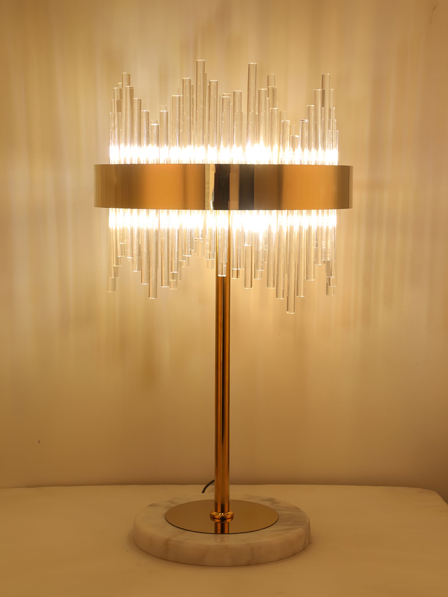 Elegant Crystal Marble LED Desk Lamp - Modern Office & Study Table Light for Home, Bedroom, Dorm - Perfect for Reading, Working & Decor