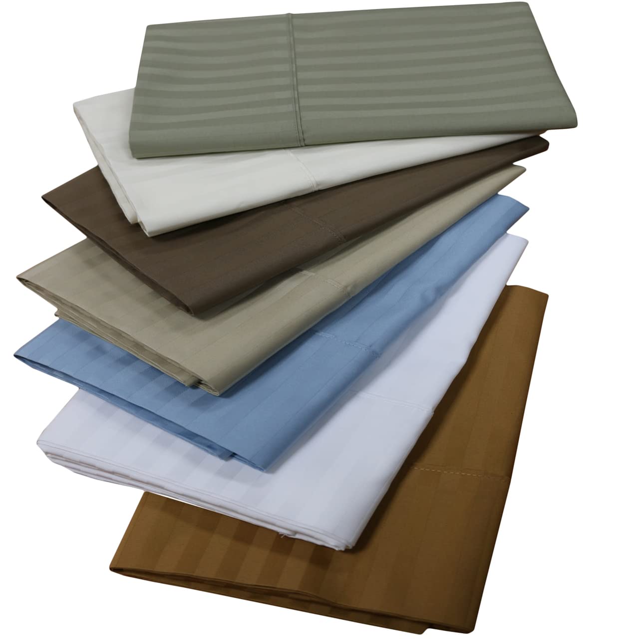 King Size Pillowcases - 100% Cotton, Ivory, Cool Cotton Sateen with Smooth Striped Pattern - Ultra Soft & Breathable for a Comfortable Sleep - Perfect for Bedroom, Hotel, or Travel Use