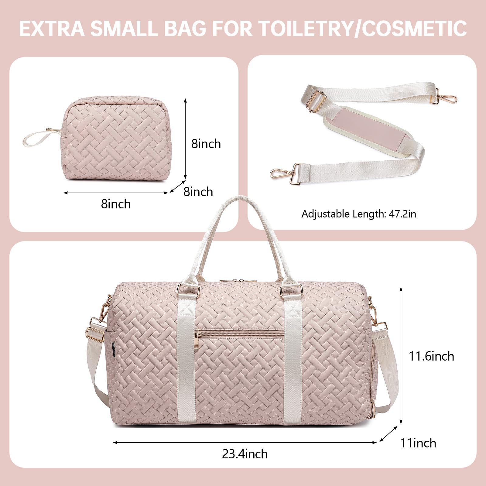 Best 50L Duffle Bag for Travel & Gym - Waterproof Weekender Bag with Shoe Compartment & Wet Pocket, Carry On Overnight Bag for Women, Includes Toiletry Bag - Perfect for Hospital, Labor Delivery & Weekend Getaways