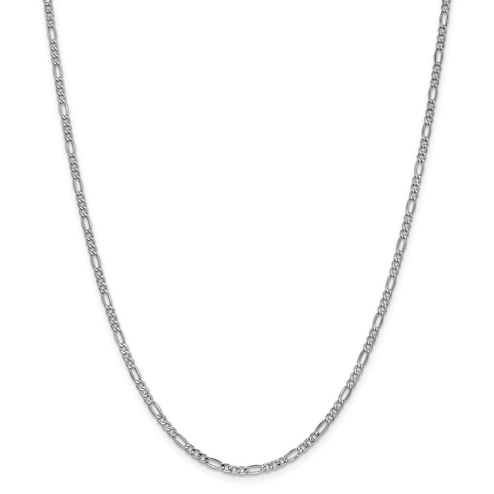 14K White Gold Figaro Chain with Lobster Claw Clasp - Classic Polished Jewelry for Men & Women - Elegant Birthday Gift for Him or Her - Perfect for Everyday Wear, Special Occasions & Gifting