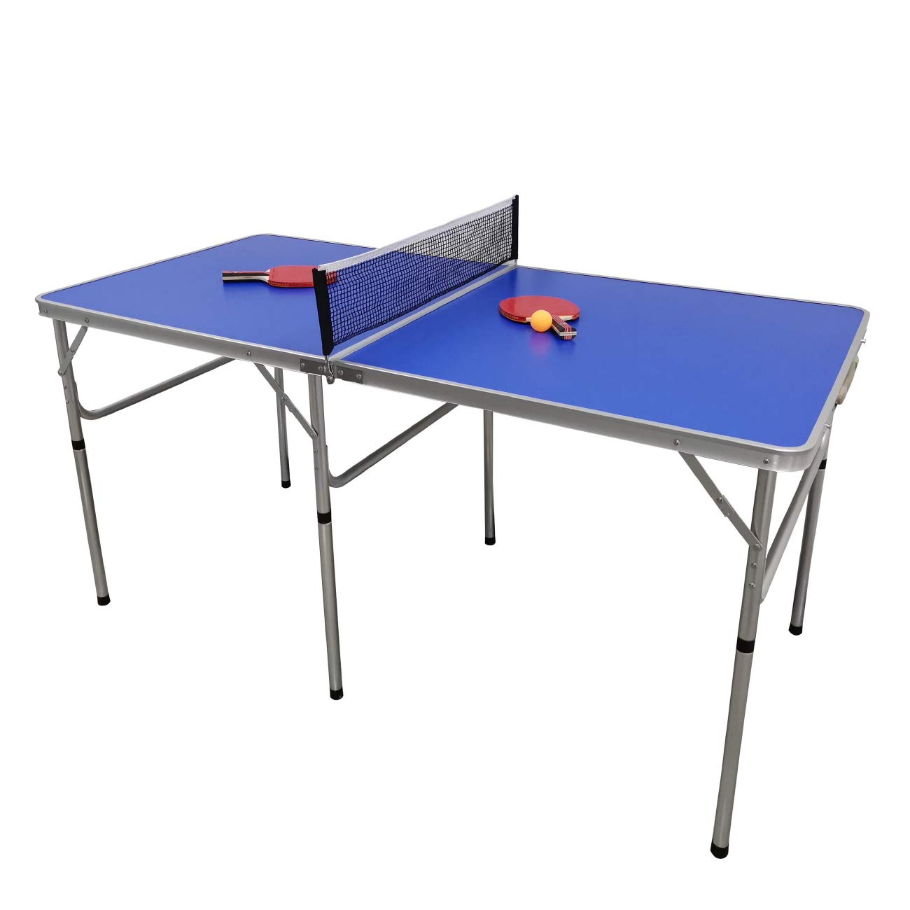 Trademark Innovations 5 Ft Folding Ping Pong Table Set with 2 Paddles & 3 Balls - Portable Indoor/Outdoor Table Tennis Game for Home, Office, Backyard & Party Fun
