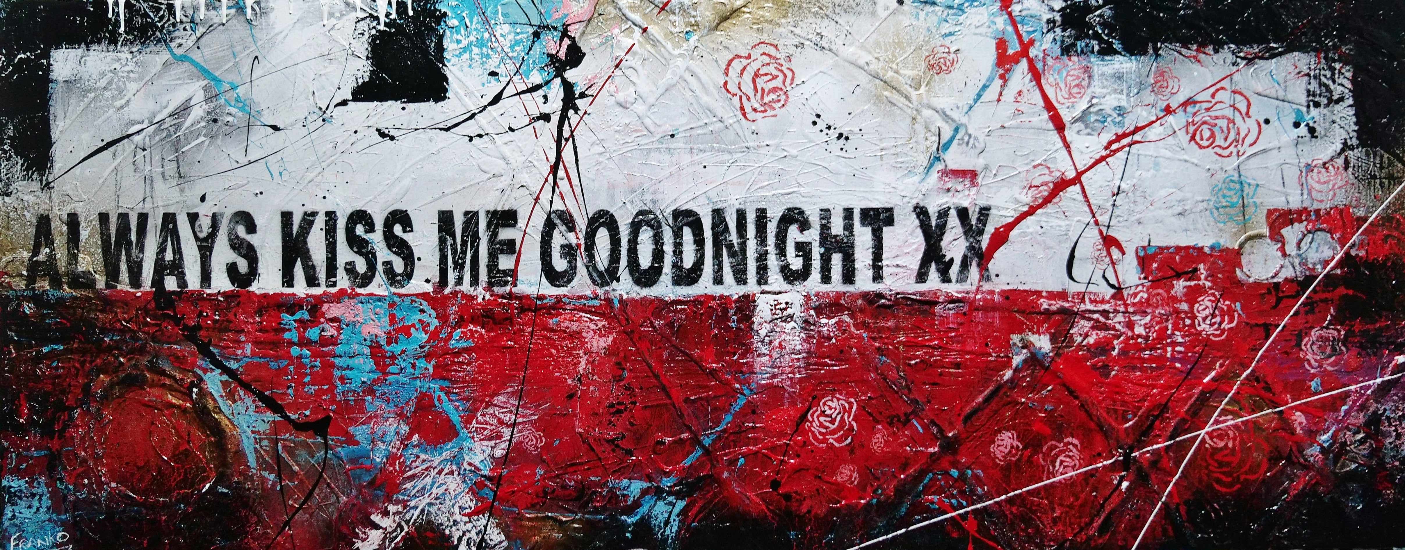 Always Forever 200cm x 80cm Kiss Me Goodnight Urban Pop Art Abstract Canvas Painting - Modern Home Decor for Living Room, Bedroom Wall Art