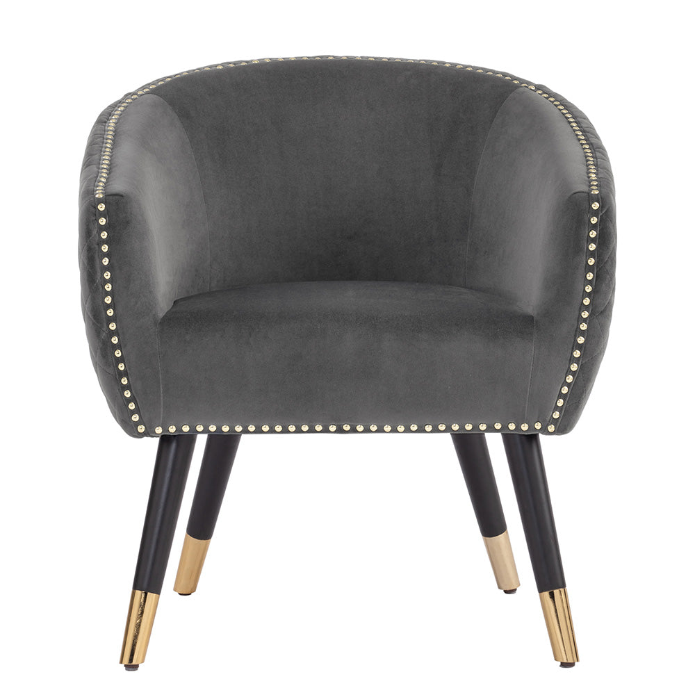DENIZ Lounge Chair - Modern Grey Accent Chair for Living Room, Bedroom & Office - Comfortable Single Seater with Soft Cushions - Perfect for Relaxing, Reading & Napping