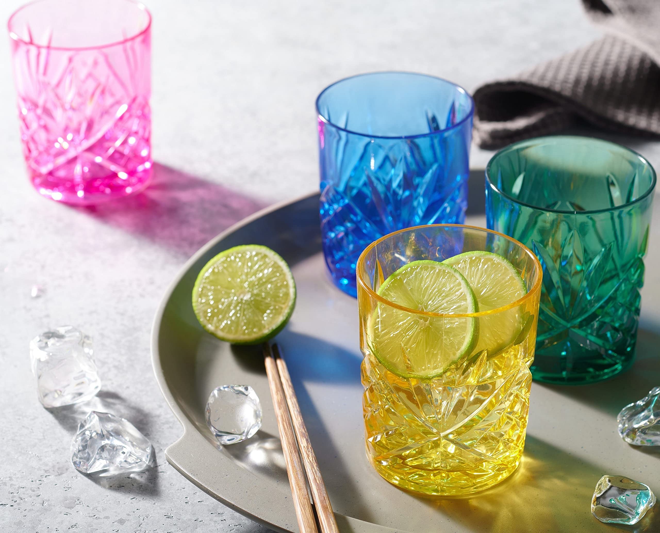 Godinger Dublin Collection Acrylic Whiskey Glasses - Set of 4 Shatterproof Reusable Tumbler Cups for Bourbon, Scotch & Cocktails | Perfect for Home Bars, Parties & Outdoor Entertaining