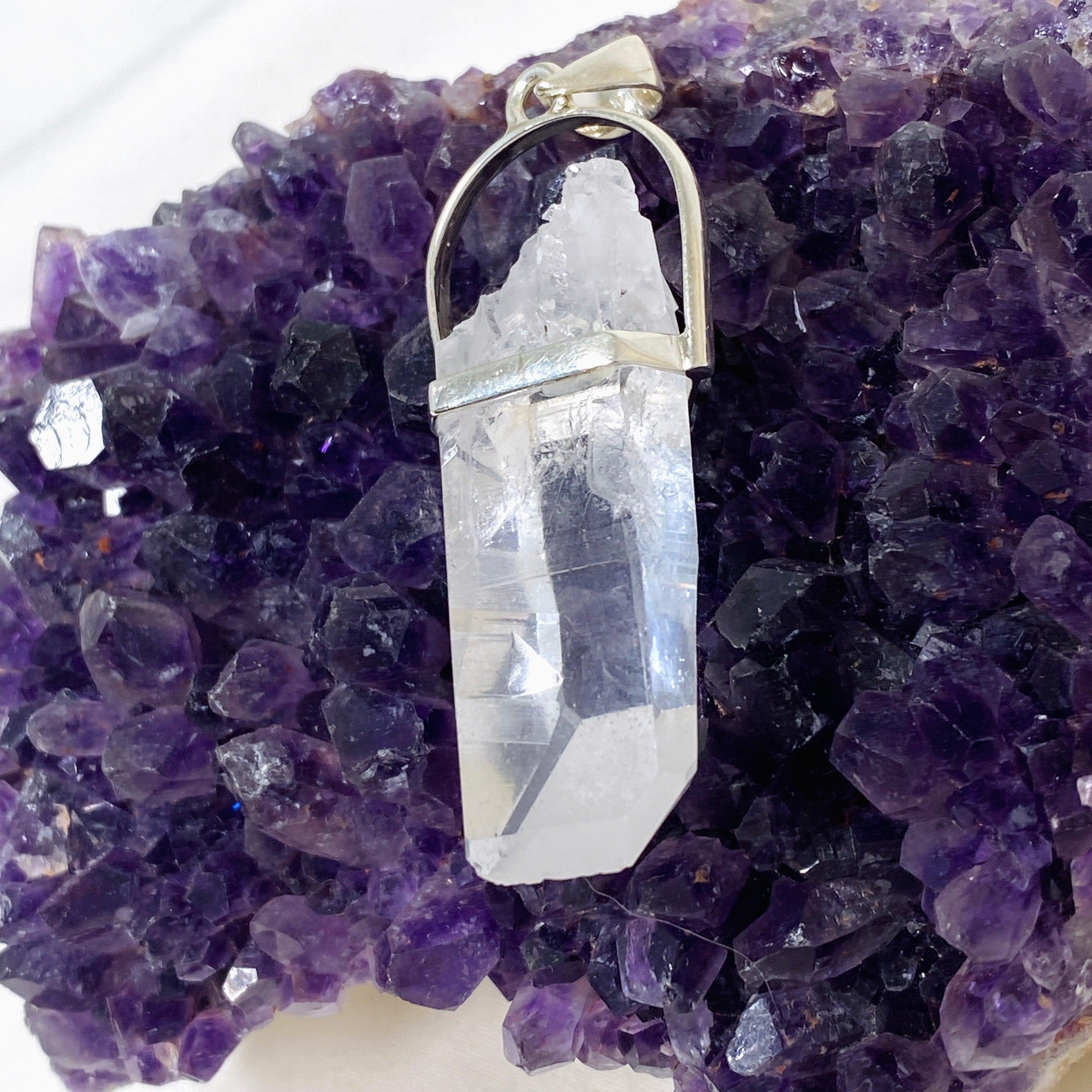 Natural Lemurian Quartz Crystal Pendant Necklace - Raw Stone Jewelry for Healing & Meditation | Perfect for Spiritual Gifts & Energy Work