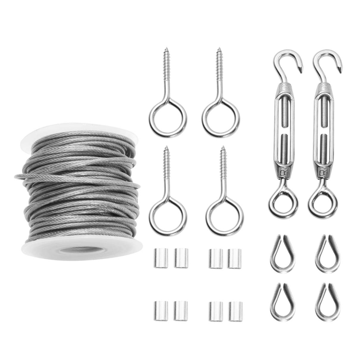19Pcs Stainless Steel Rope Globe String Lights Hanging Kit - Outdoor Waterproof LED Fairy Lights for Deck, Railing, Balcony & Garden Decor (DIY Installation) | Perfect for Patio, Wedding & Backyard Lighting