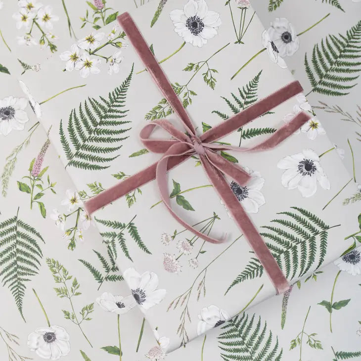 Premium Wild Meadow Grey Gift Wrap Paper - Elegant & Eco-Friendly Wrapping for Birthdays, Weddings & Holidays - Perfect for DIY Crafts & Gift Presentation