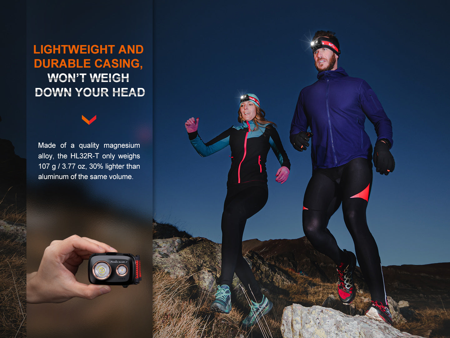 Fenix HL32R-T 800 Lumens Rechargeable LED Headlamp for Trail Running, Hiking & Camping - Waterproof Headlight with Adjustable Headband for Outdoor Adventures