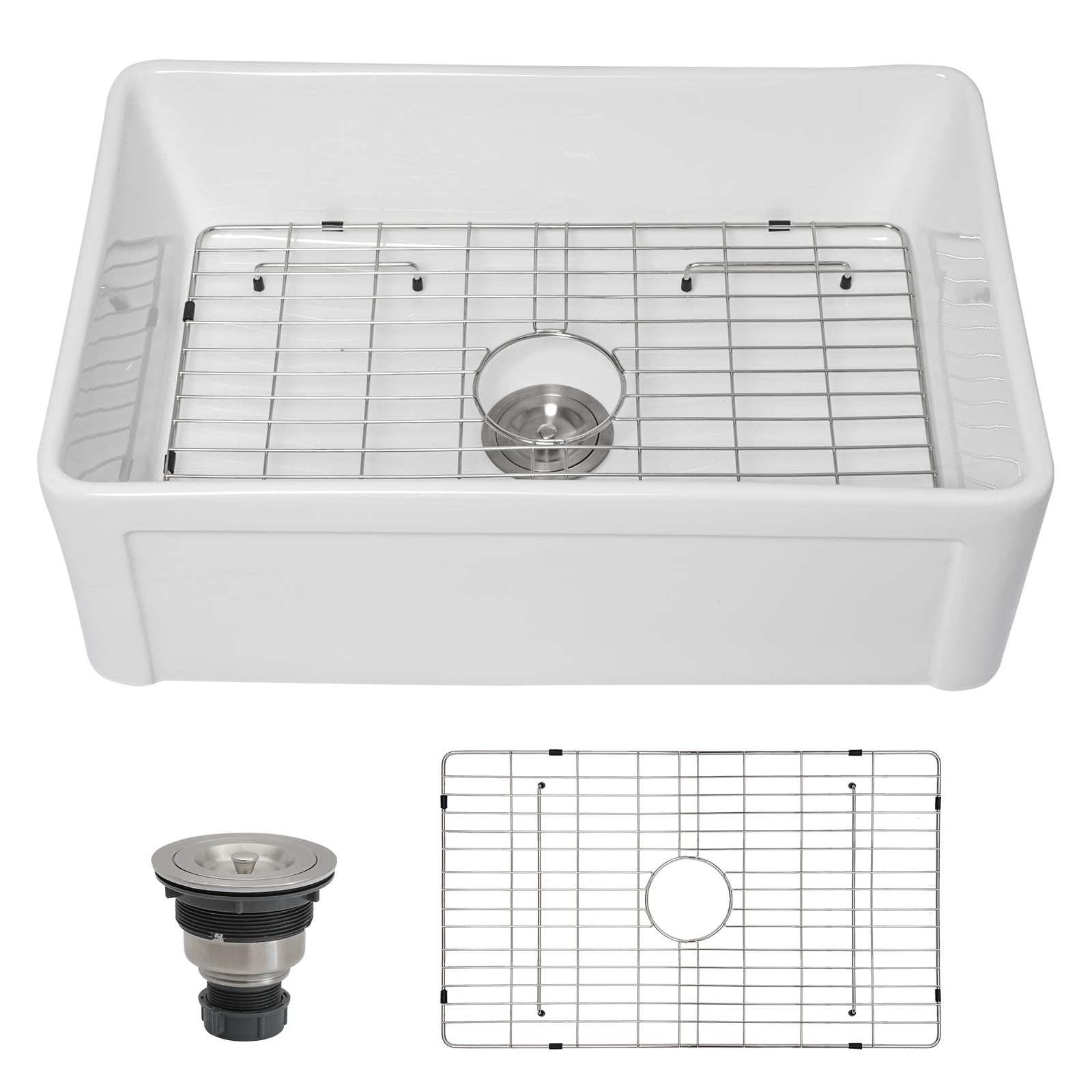 30x20 Inch White Fireclay Farmhouse Sink - Large Single Bowl Apron Front Undermount Kitchen Sink for Rustic & Modern Farmhouse Kitchens | Perfect for Food Prep, Dishwashing & Farmhouse Style Decor