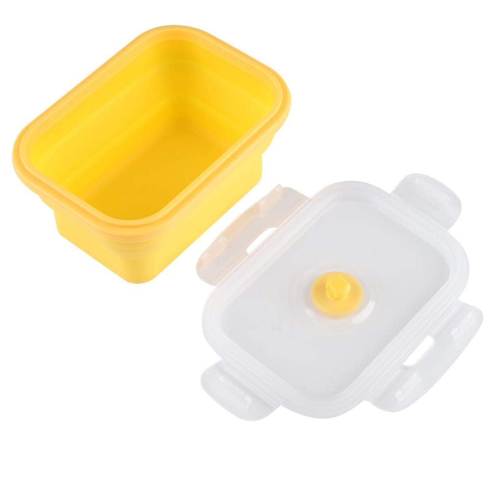 BPA-Free Non-Toxic Food Grade Silicone Lunch Box Container - 350ml (5.3 x 3.9 x 2.6 Inch) - 3 Colors - Perfect for Picnics, Camping, Meal Prep & Office Lunch Storage (Yellow)