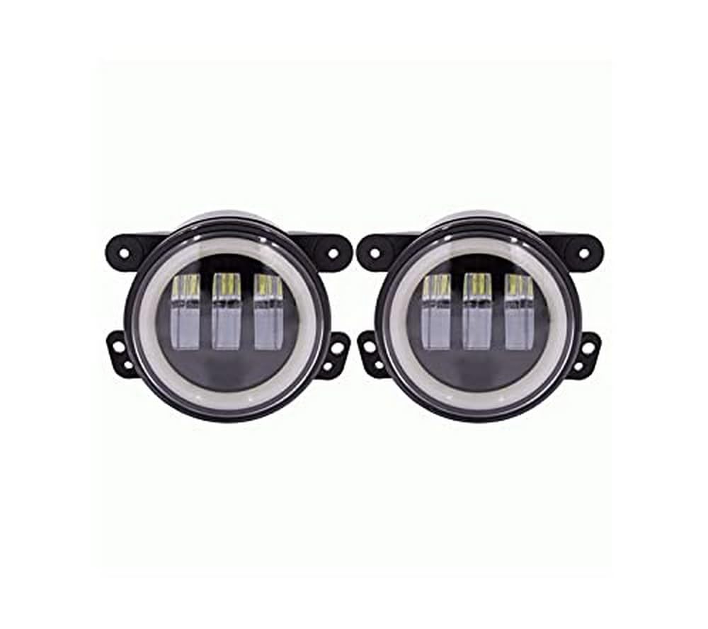 Metra JP-702FLB 4-Inch LED Fog Lights with Halo Ring for Jeep Wrangler & Gladiator - Durable Off-Road Lighting for Night Driving & Foggy Conditions