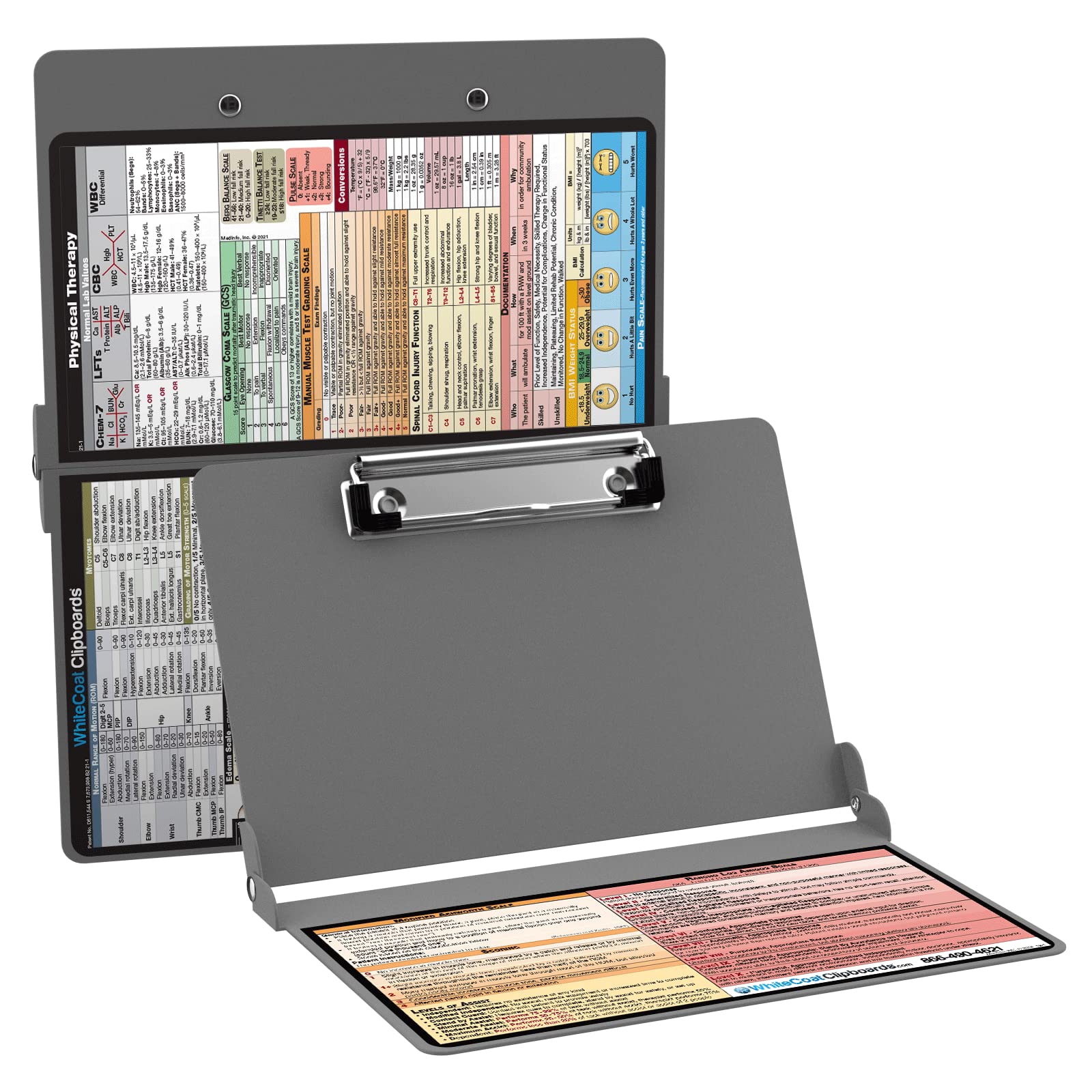 Whitecoat Clipboard® - Sports Silver Physical Therapy Edition - Durable Medical Clipboard for Therapists, Trainers & Athletes - Perfect for Rehab, Training & Sports Performance Tracking