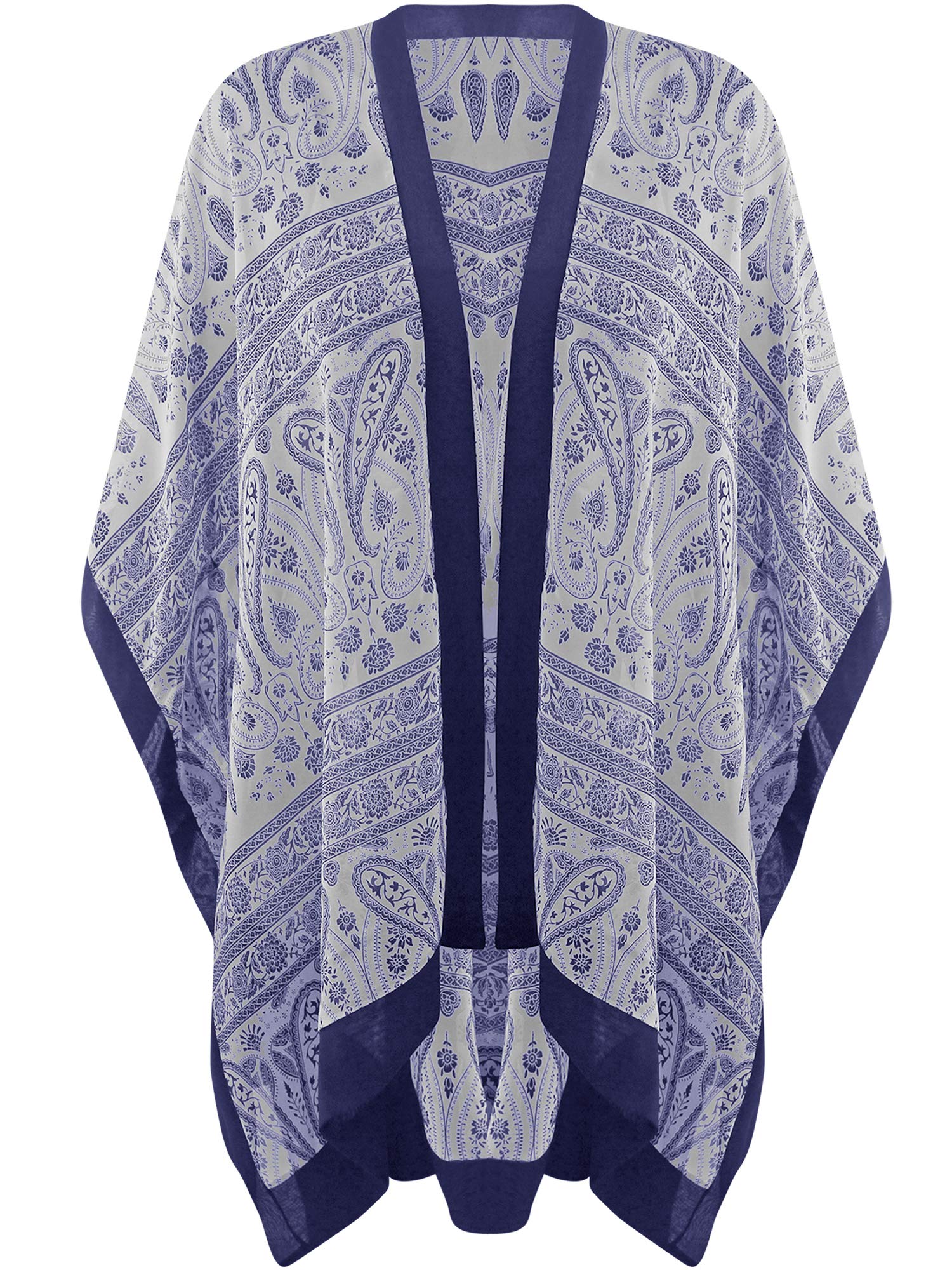 Luxury Women's Sheer Chiffon Paisley Print Kimono Beach Cover Up - Lightweight Summer Wrap for Pool, Vacation & Boho Fashion
