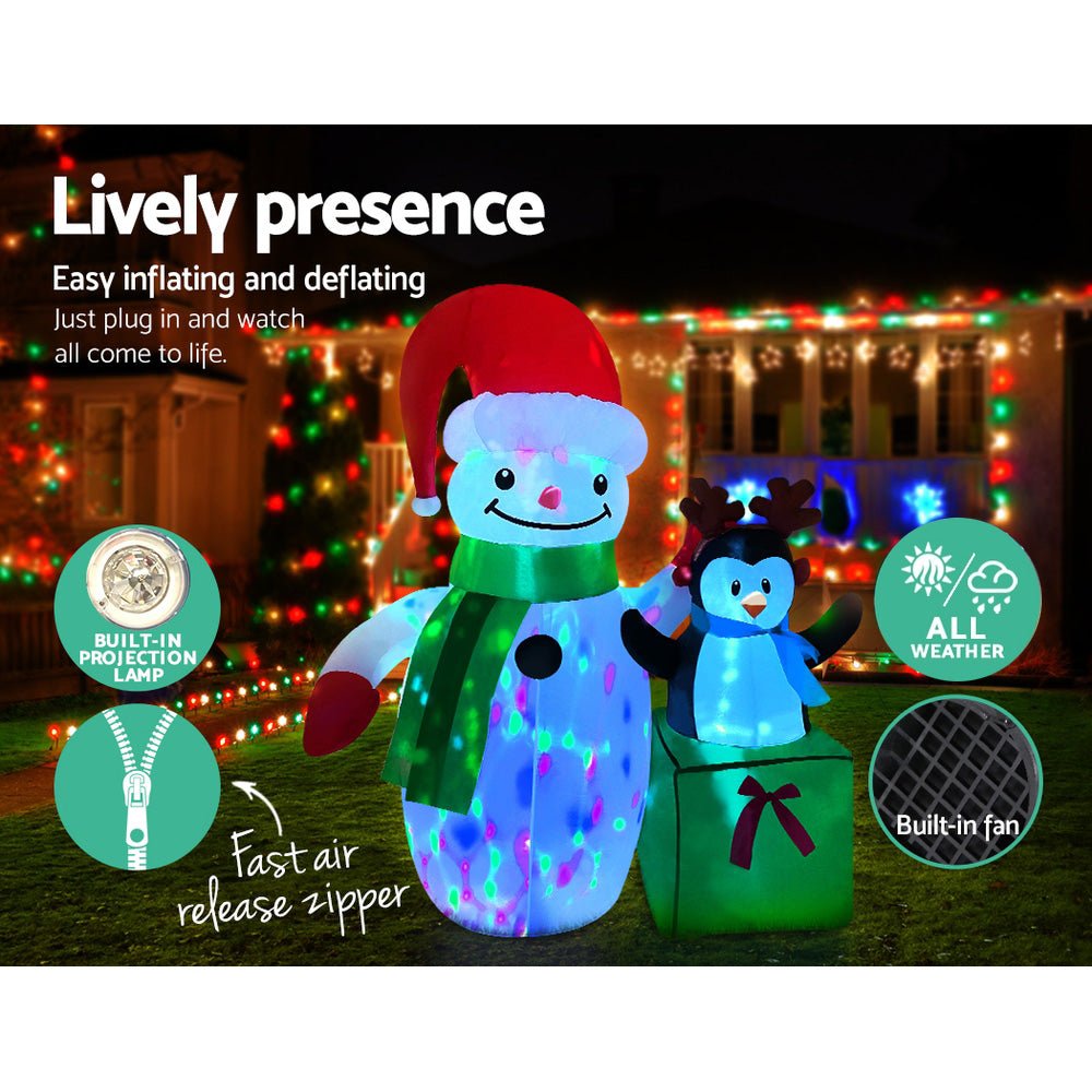2.4M Inflatable Snowman with LED Lights - Outdoor Christmas Decorations for Yard, Garden & Holiday Party Decor