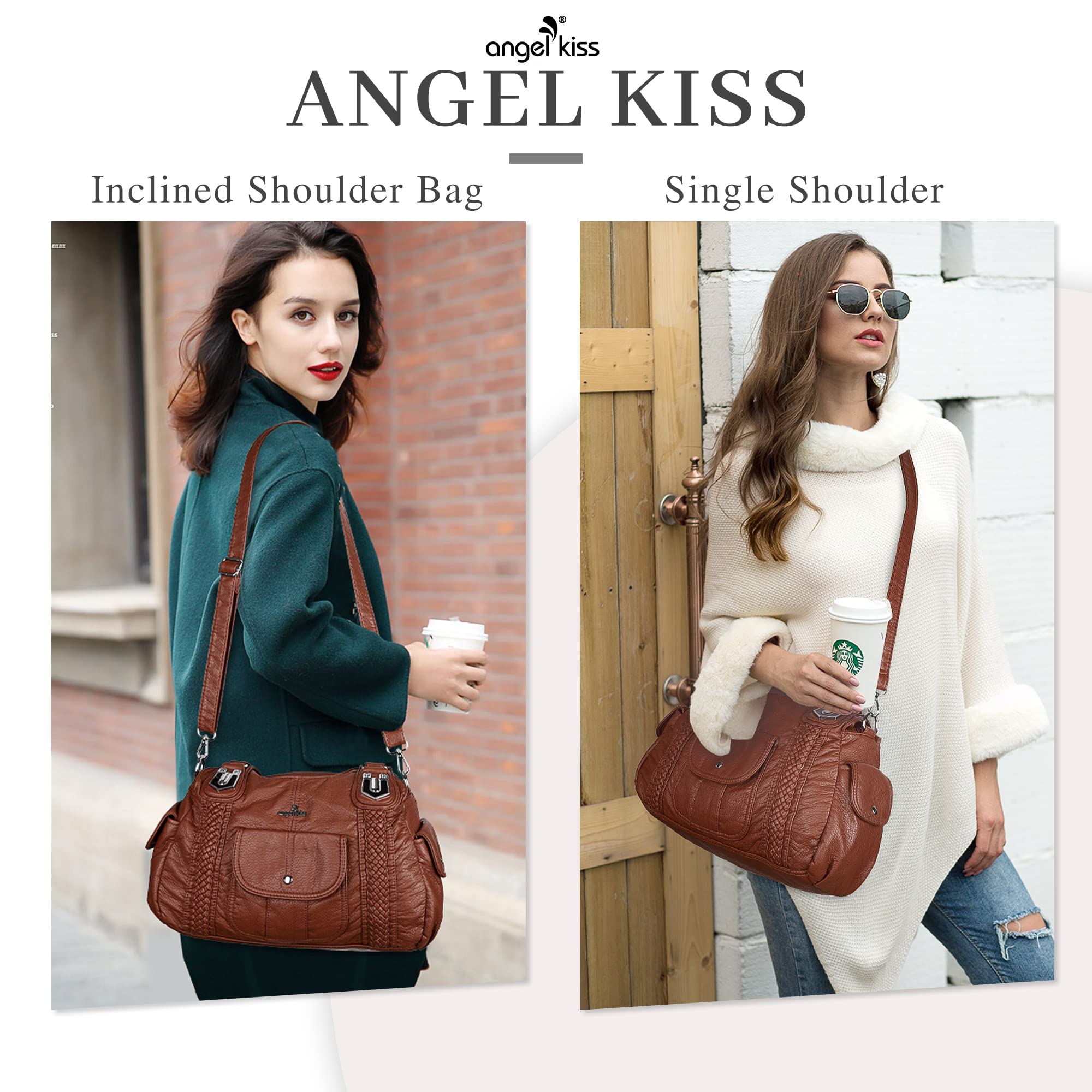 Angelkiss Women's Vegan Leather Crossbody Bag - Stylish Hobo Satchel Shoulder Purse for Work, Travel & Everyday Use
