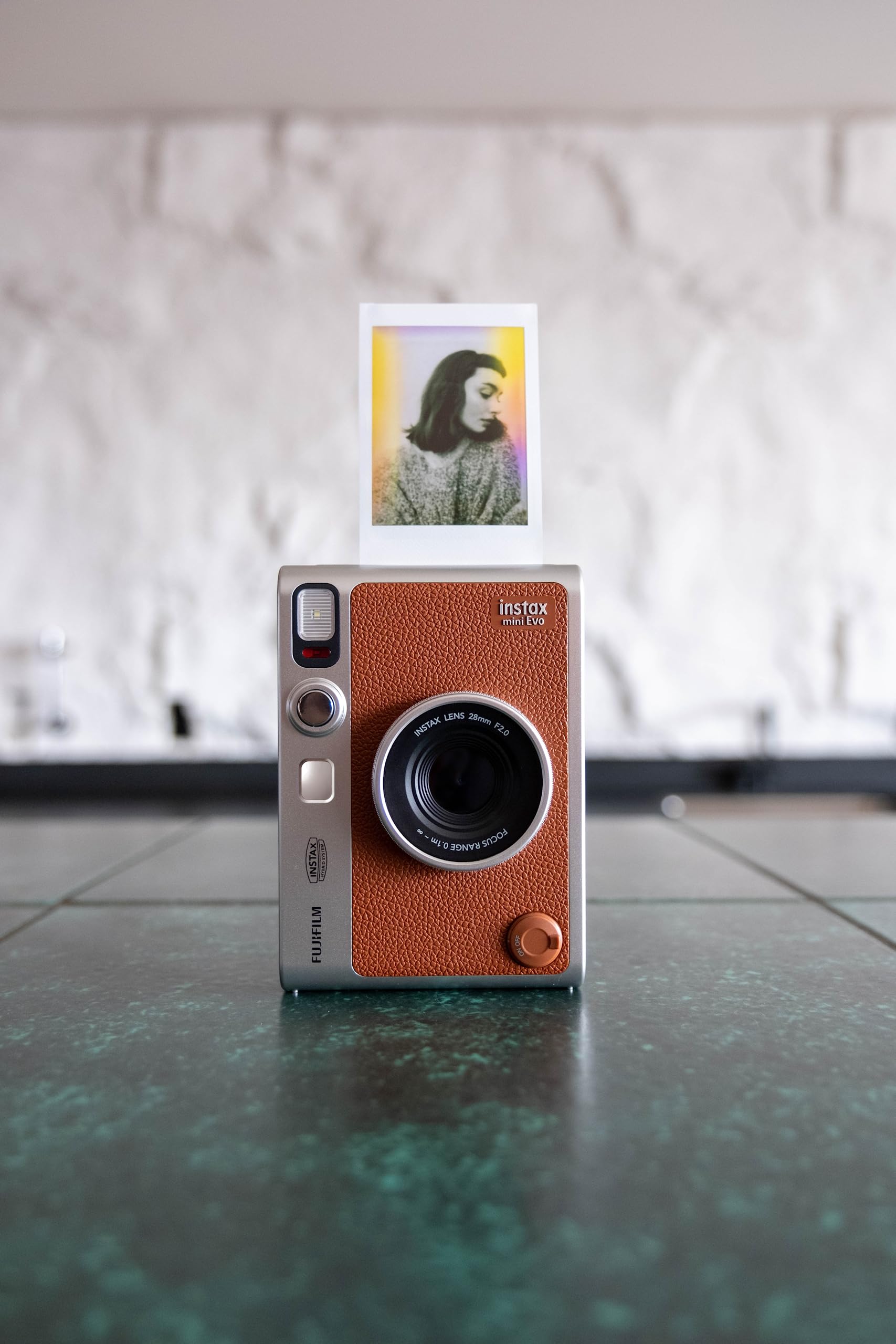 Fujifilm Instax Mini EVO Instant Hybrid Camera (Brown) with Leather Case - Perfect for Travel, Parties & Instant Photo Printing