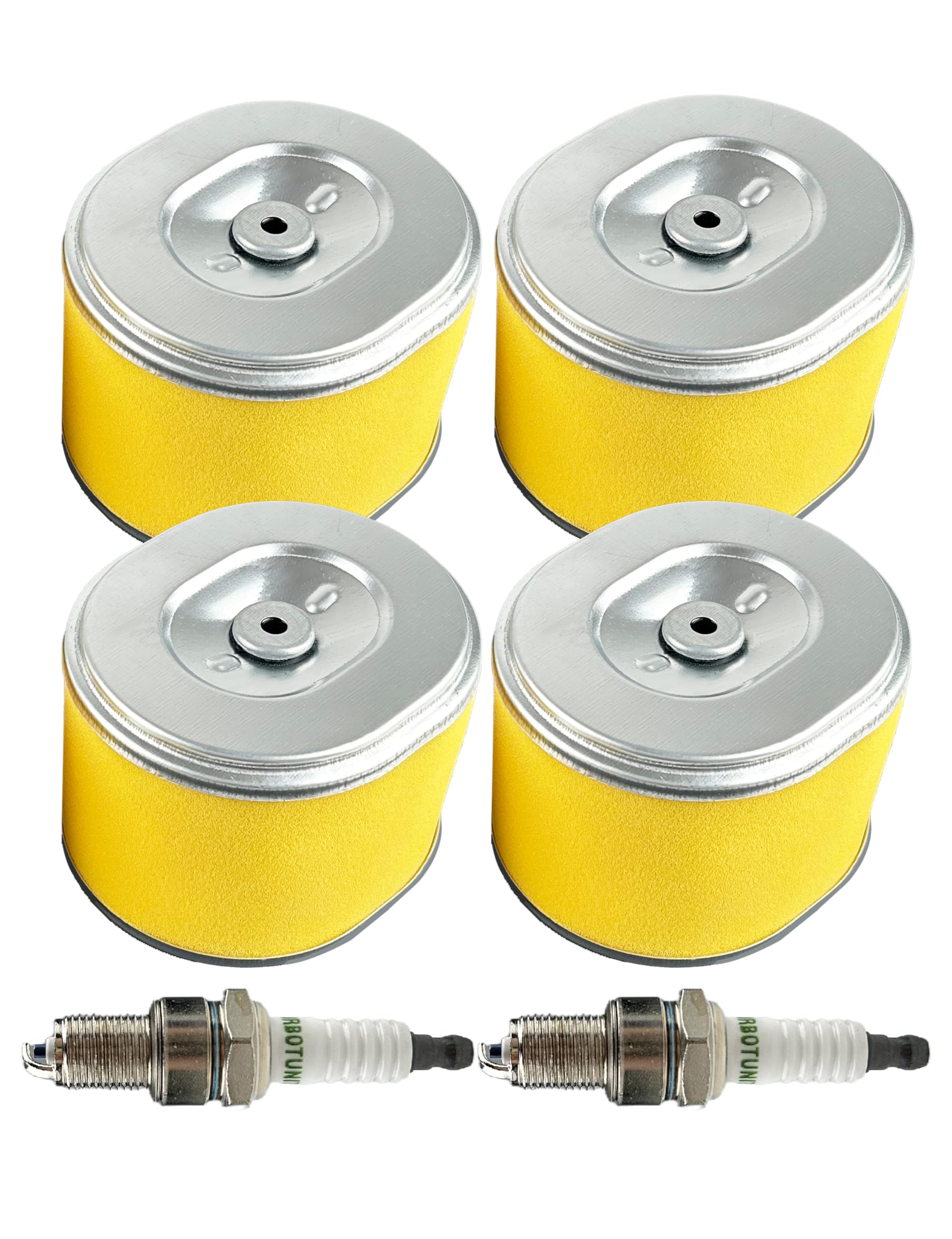 4 Pack GX160 Air Filter with Spark Plugs Compatible with Honda GX140 GX200 5HP 5.5HP 6.5HP Engine - Replacement for 17210-ZE1-505 17210-Z4M-821 17210-ZE1-822 - Perfect for Lawn Mowers, Generators & Pressure Washers